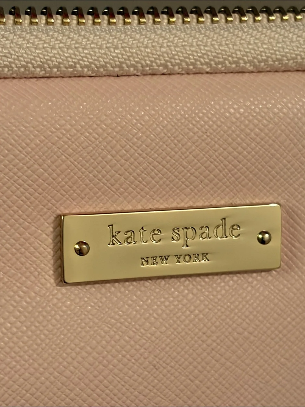 kate spade Pink and Black Tote with Gold Logo Plaque